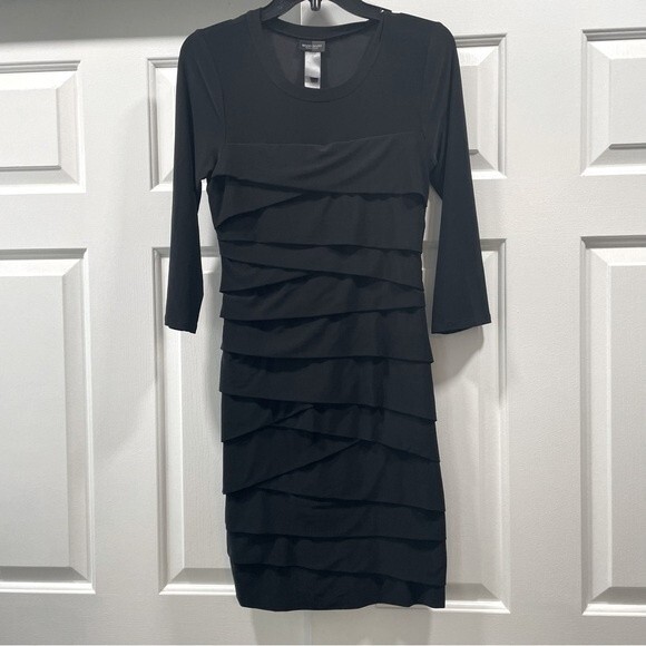 Bisou Bisou Black Layered Stretchy Dress Size 6 - Picture 1 of 10
